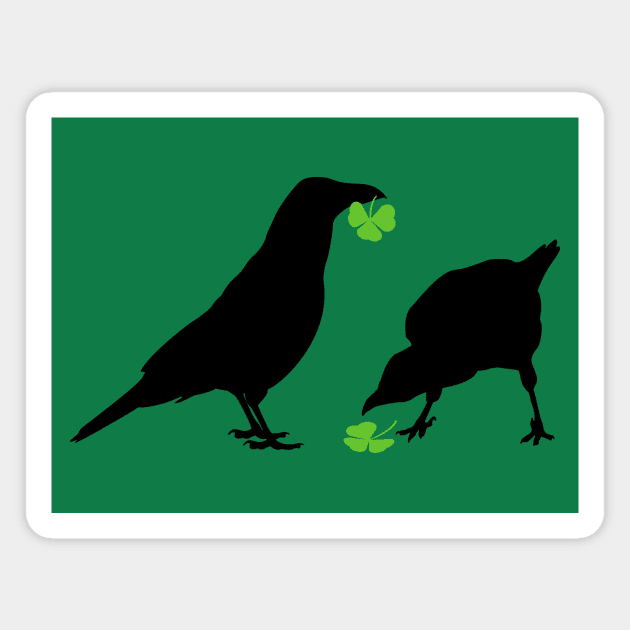 Saint Patrick's Day Kelly Green Shamrock Crows for Bird Lovers Magnet by cottoncanvas